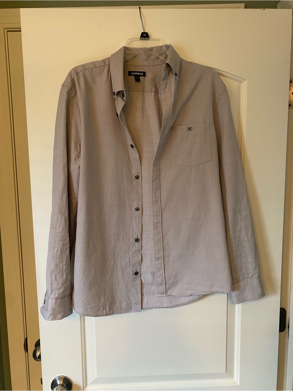 Express Gray Button-Down Shirt medium